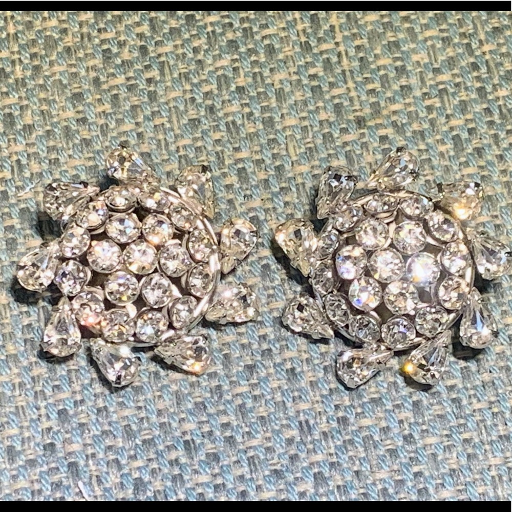 MidCentury Kramer Rhinestone Earrings High Sparkle